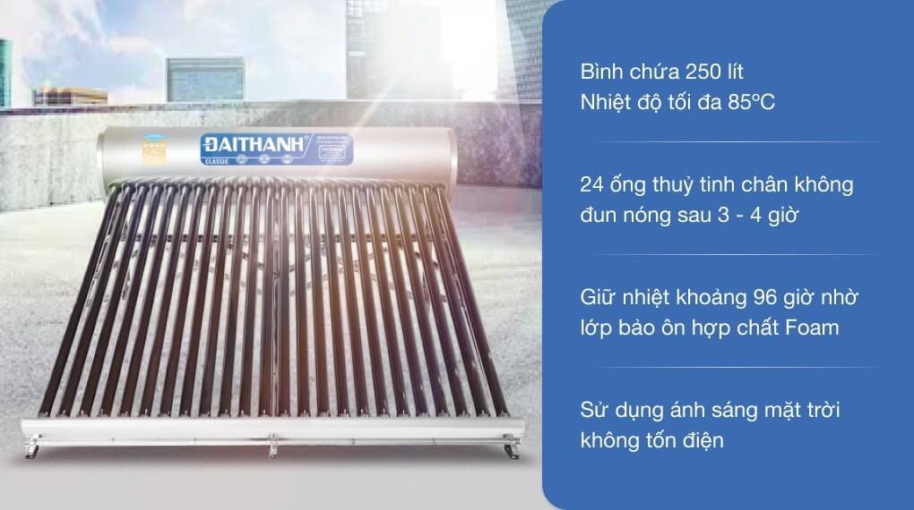 Máy nước nóng năng lượng mặt trời Đại Thành 250 lít Classic 58-24