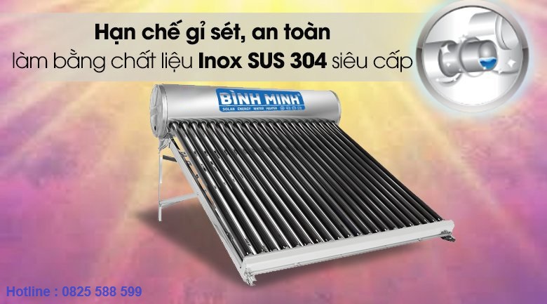 Máy nước nóng năng lượng mặt trời Bình Minh 250 lít dòng 304