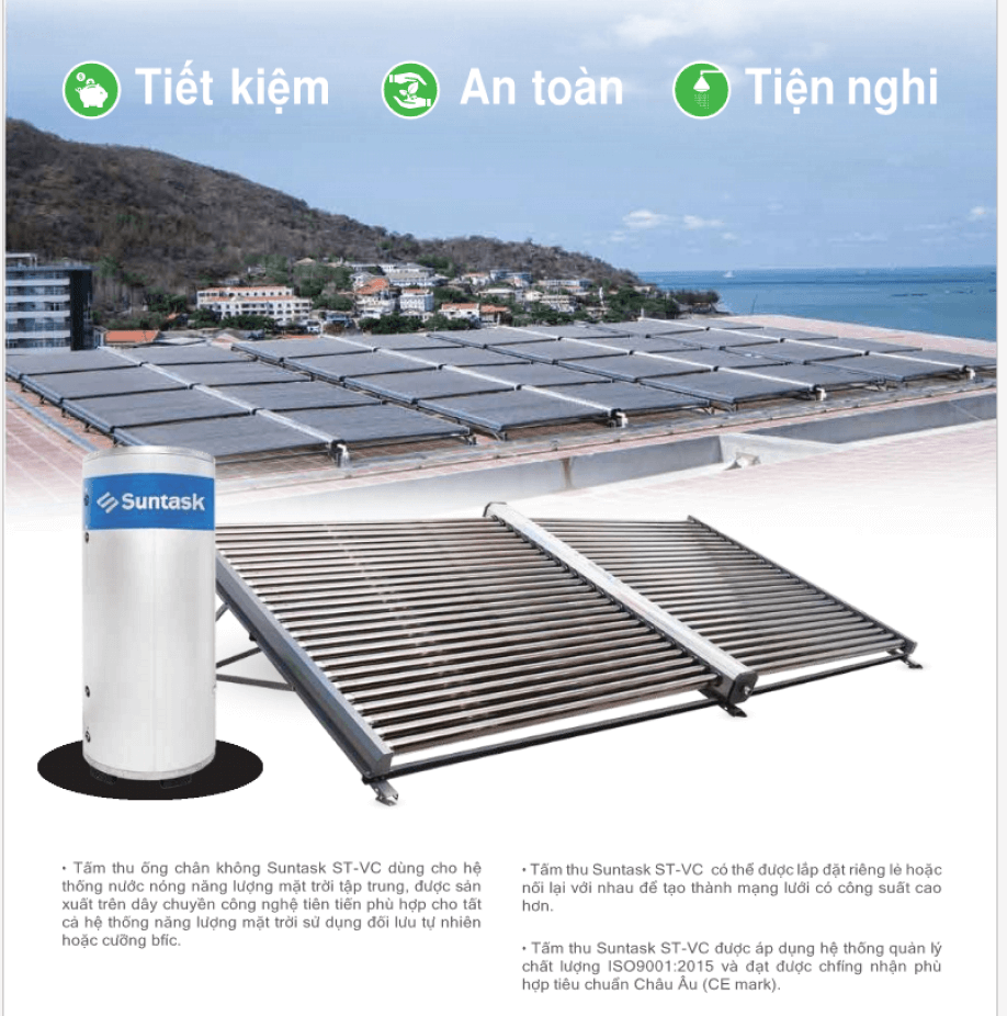 Máy nước nóng năng lượng mặt trời 1500 lít Suntask công nghiệp
