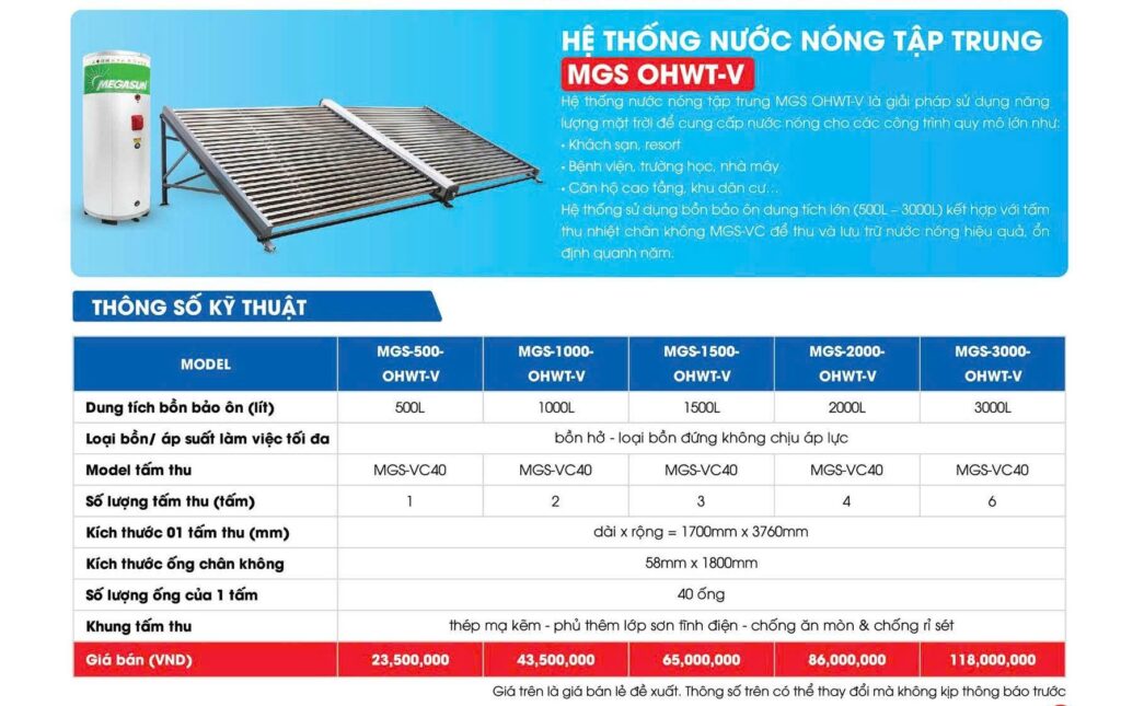 thong so kyt thuat may nuoc nong megasun