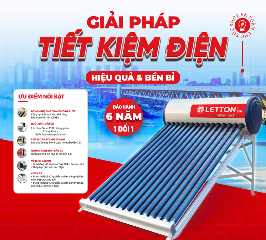Máy nước nóng năng lượng mặt trời 160 lít LETTON Nano PPR 1 Máy nước nóng năng lượng mặt trời 160 lít LETTON Nano PPR