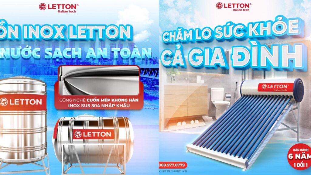 Bồn nước inox Letton 5000 lít nằm ngang Sus 304 2 bang gia bon nuoc may nuoc nong letton